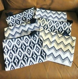 Black & White Burlap Clutch Handbag Makeup 6 Bags